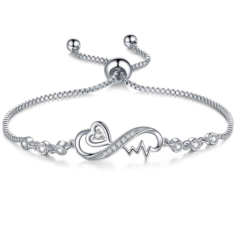 Desimtion Christmas Gifts for Girlfriend Her, Infinity Heartbeat Bracelets for Women, Stocking Stuffers for Women, Birthday Presents for Wife from Husband - Image 1